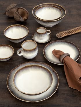 Easy Life - NUANCES - Side Plate | Ceramic Tableware Collection, Elegant Serving Plate Home & Kitchen Brown