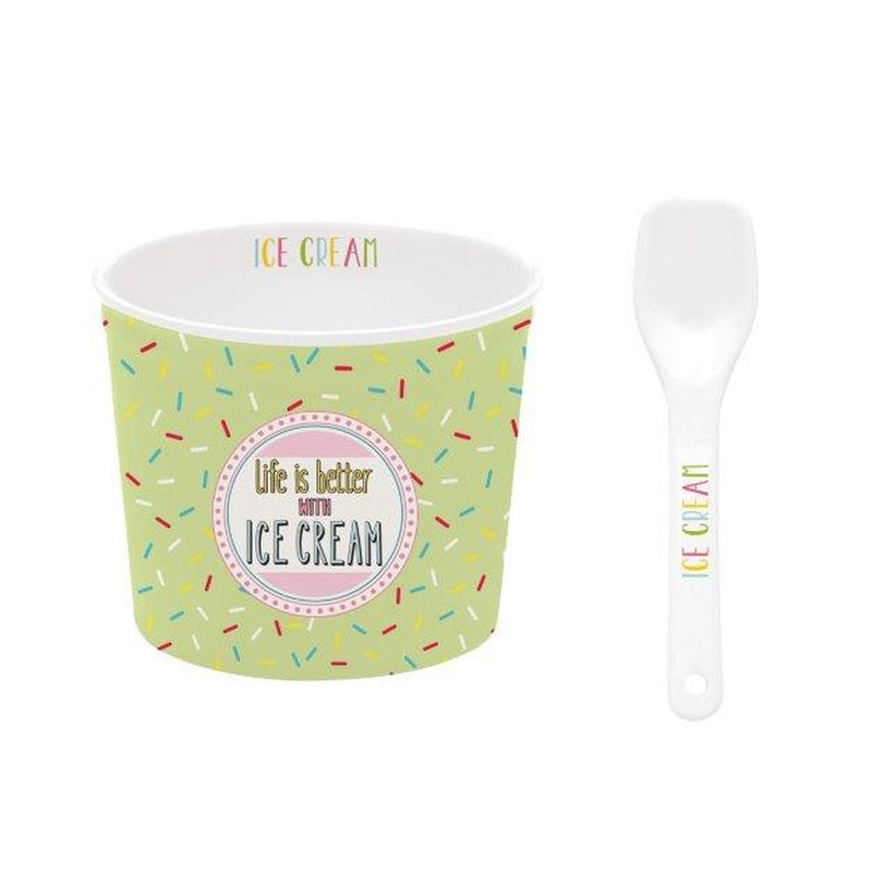 Easy Life - ON FLEEK - Ice Cream Bowl - with Spoon Green Home & Kitchen
