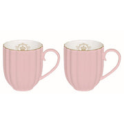 Easy Life - ROYALE - Set of 2 Mugs Pink with Golden Rim | 300 ml Home & Kitchen