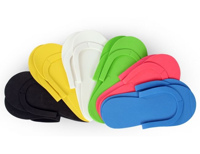 EEC - Disposable Foam Pedicure Slippers Multi Color Flip Flop Salon Nail Spa (36 Pair)