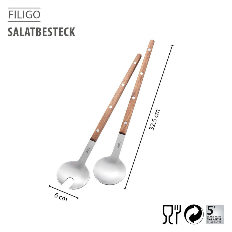 Gefu - Salad Server Set Walnut FILIGO Home & Kitchen