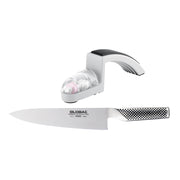 Global - Knife & Sharpener Set 2pc (G2, 220 Grey Sharpener) Home & Kitchen