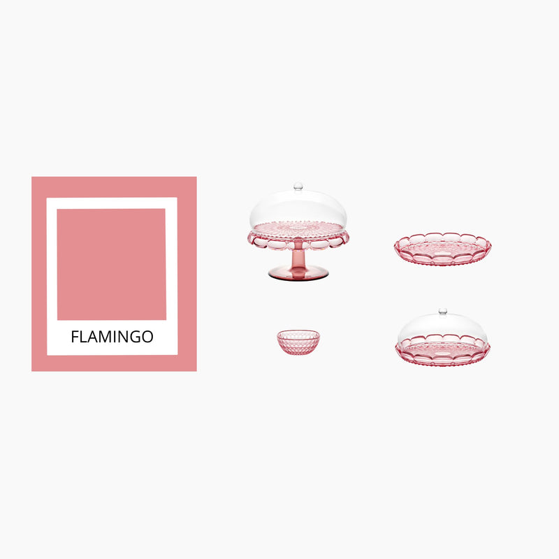 Guzzini - VANITY - Small Cake Stand With Dome - Flamingo Pink Home & Kitchen