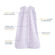 HALO - 100% Cotton Sleepsack Wearable Blanket Mother & Baby Aster Flowers Purple S