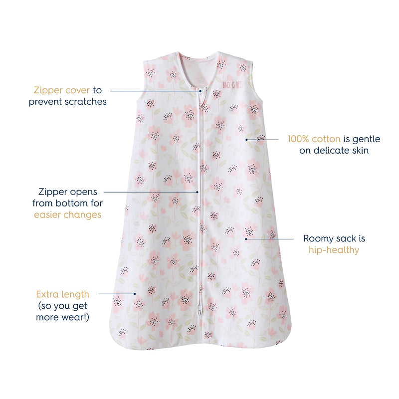 HALO - 100% Cotton Sleepsack Wearable Blanket Mother & Baby Blush Wildflower L