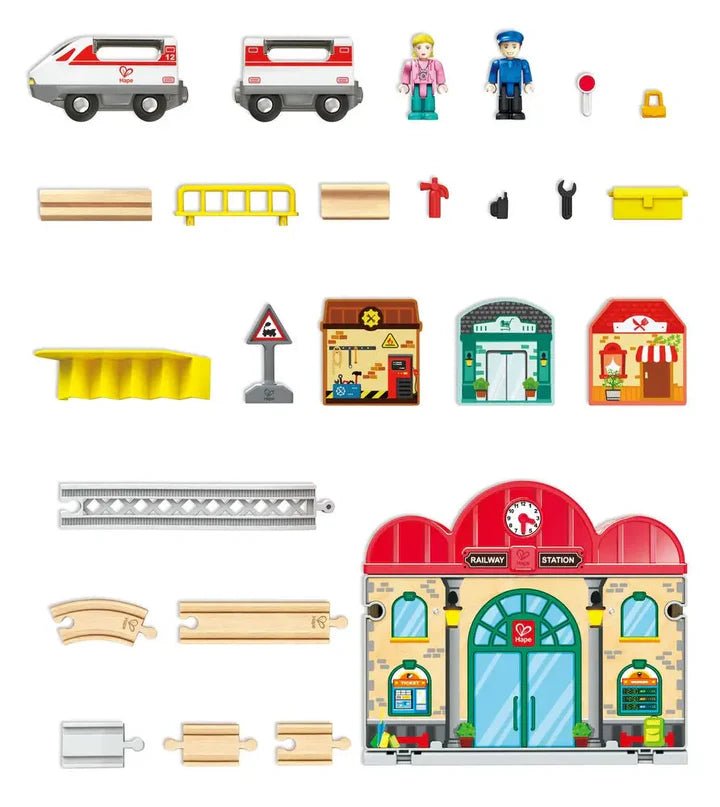 Hape - PORTABLE TRAIN STATION SET Games & Toys
