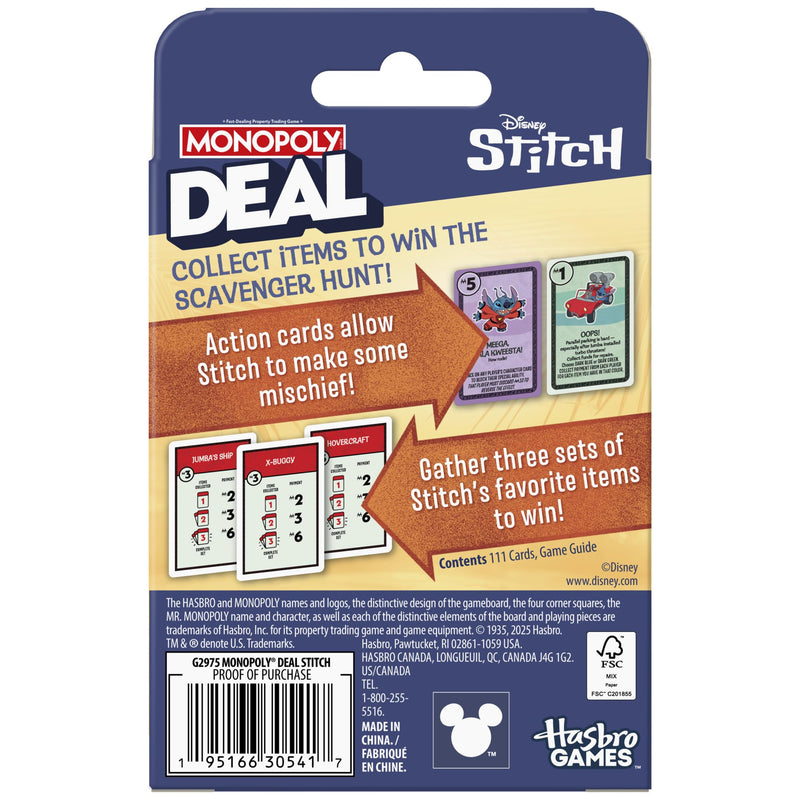 Hasbro - MONOPOLY DEAL STITCH Toys & Games