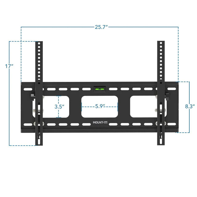 Mount-IT - TV Mount Heavy Duty Super Strength Up to 80 In up to 175 lbs Tilt Integrated Level High Strength Steel Openings for Cable Management - Black