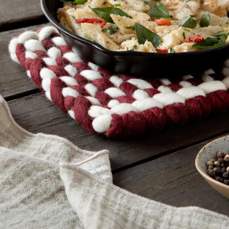 Heirloom - Braid Felt Wool Trivet - Garnet Home & Kitchen