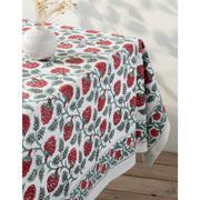 Heirloom - Carnation Block Print Tablecloth 60 x 90 inch Home & Kitchen