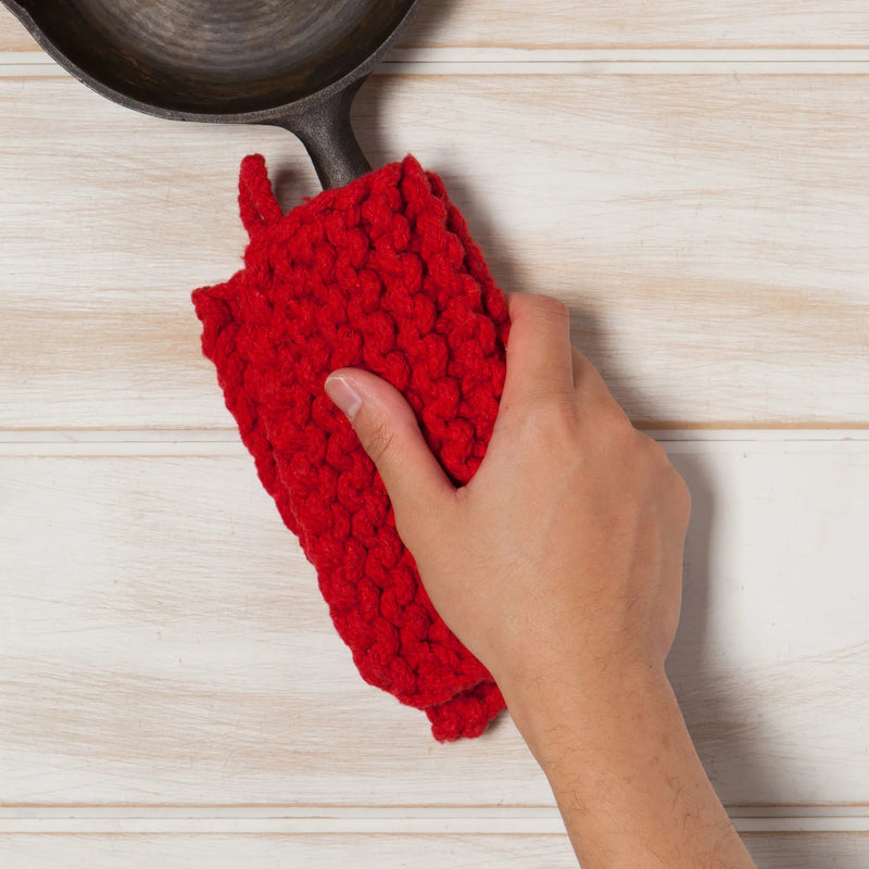 Heirloom - Chili Red Knit Potholder Home & Kitchen
