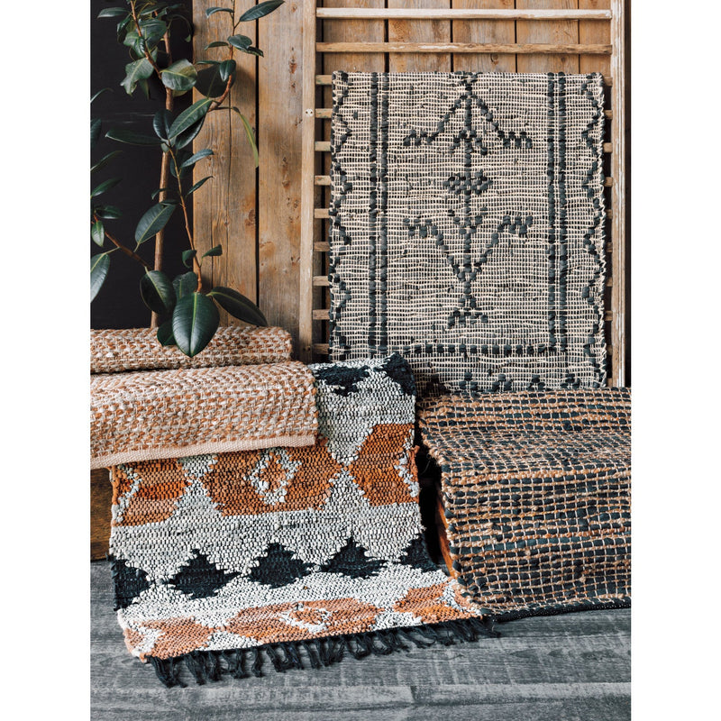 Heirloom - Cooper Black Leather Chind Rug 2 x 3 ft Home & Kitchen