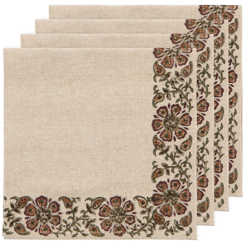 Heirloom - Elysian Block Print Napkins Set of 4 Home & Kitchen