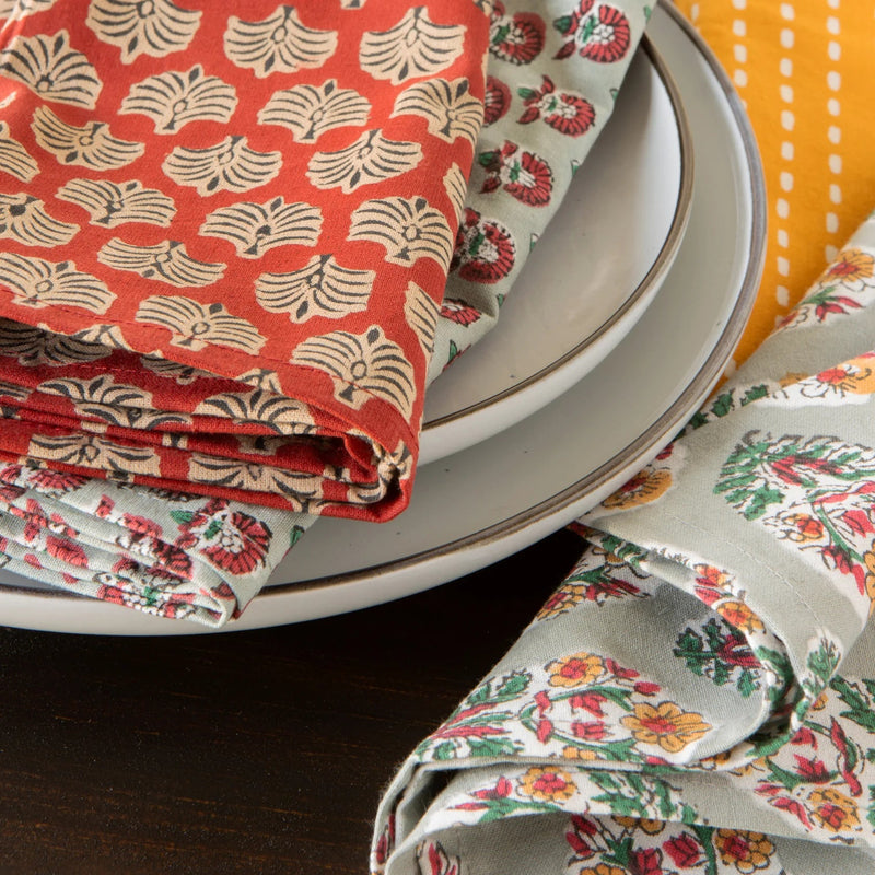Heirloom - Field Block Print Napkins Set of 4 Home & Kitchen