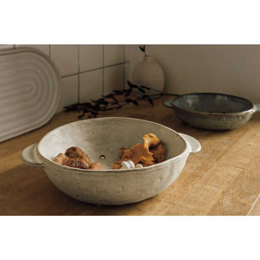 Heirloom - Gray Stoneware Fruit Bowl 7 inch Home & Kitchen