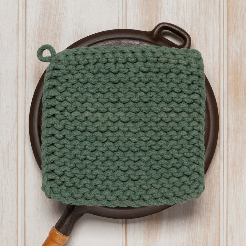 Heirloom - Jade Green Knit Potholder Home & Kitchen
