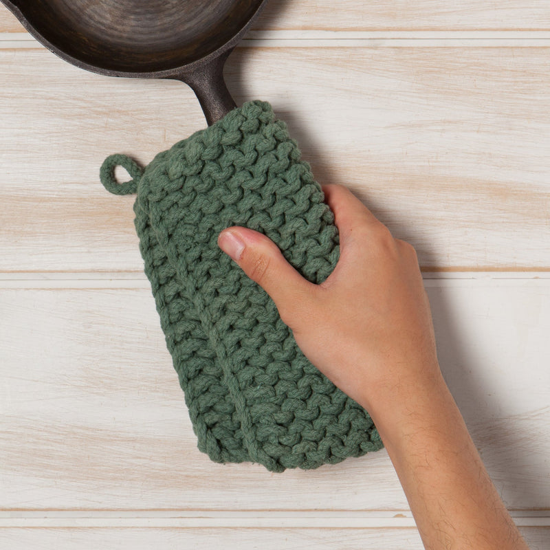 Heirloom - Jade Green Knit Potholder Home & Kitchen