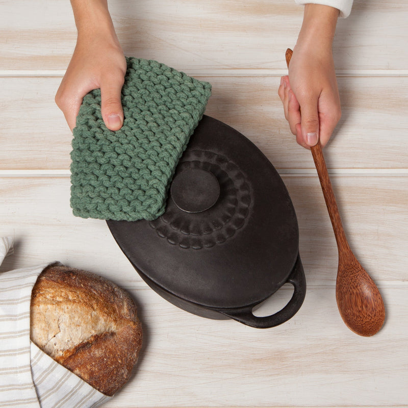 Heirloom - Jade Green Knit Potholder Home & Kitchen