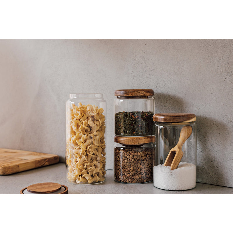 Heirloom - Jar Glass Acacia Small Home & Kitchen