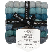 Heirloom - Lagoon Wool Felt Ball Coasters Set of 4 Home & Kitchen