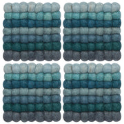 Heirloom - Lagoon Wool Felt Ball Coasters Set of 4 Home & Kitchen