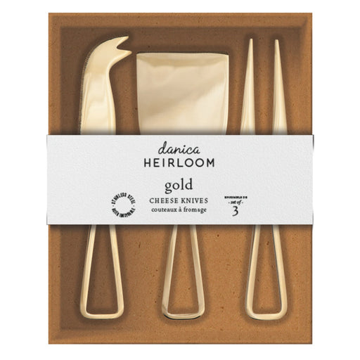 Heirloom - Set/3 Cheese Knives Gold Home & Kitchen