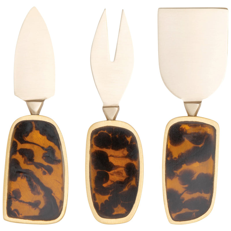 Heirloom - Set/3 Cheese Knives Tortoise Home & Kitchen