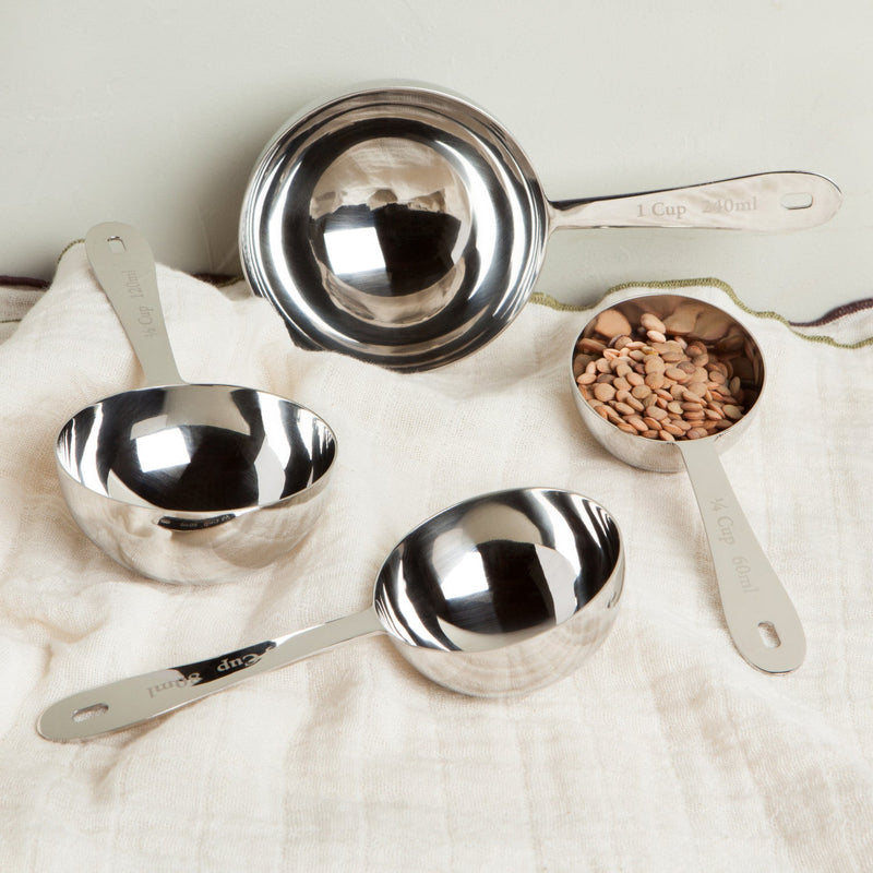 Heirloom - Set/4 Measuring Cup Silver Home & Kitchen