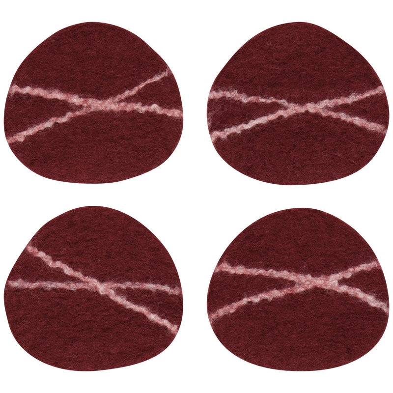Heirloom - Striato Felt Wool Coasters Set of 4 - Garnet Home & Kitchen