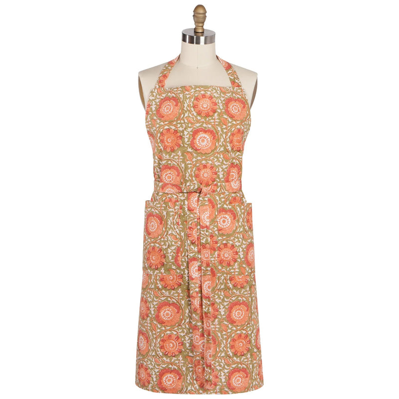 Heirloom - Zinnia Block Print Apron Home & Kitchen