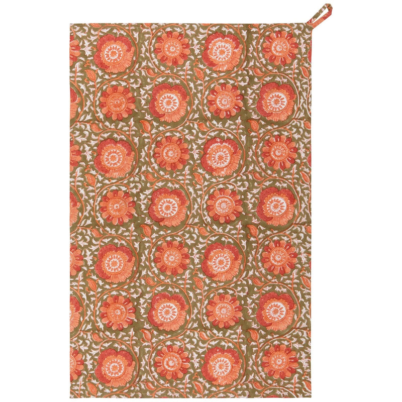 Heirloom - Zinnia Block Print Dishtowel Home & Kitchen