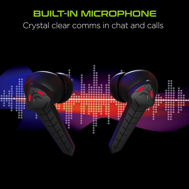 HyperGear - Hypergear Gaming Earbuds Bluetooth Cobrastrike Passive Noise Cancelling 25Hr Playtime Built In Mic Touch Sensor Controls Charging Case - Black Electronics