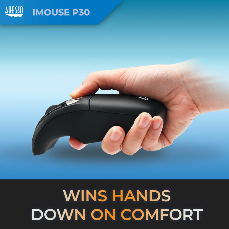 Adesso - Air Mouse Wireless iMouse P30 GO Plus USB 2.4Ghz Dongle with MotionTools 3 Software Mouse/Wireless Presenter with Charging Cradle PC/Mac - Black