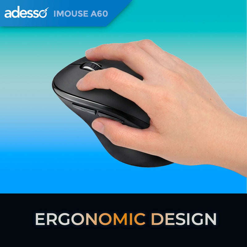 Adesso – iMouse A60 Bluetooth and 2.4GHz Wireless Ergonomic Mouse with Copilot AI Hotkey