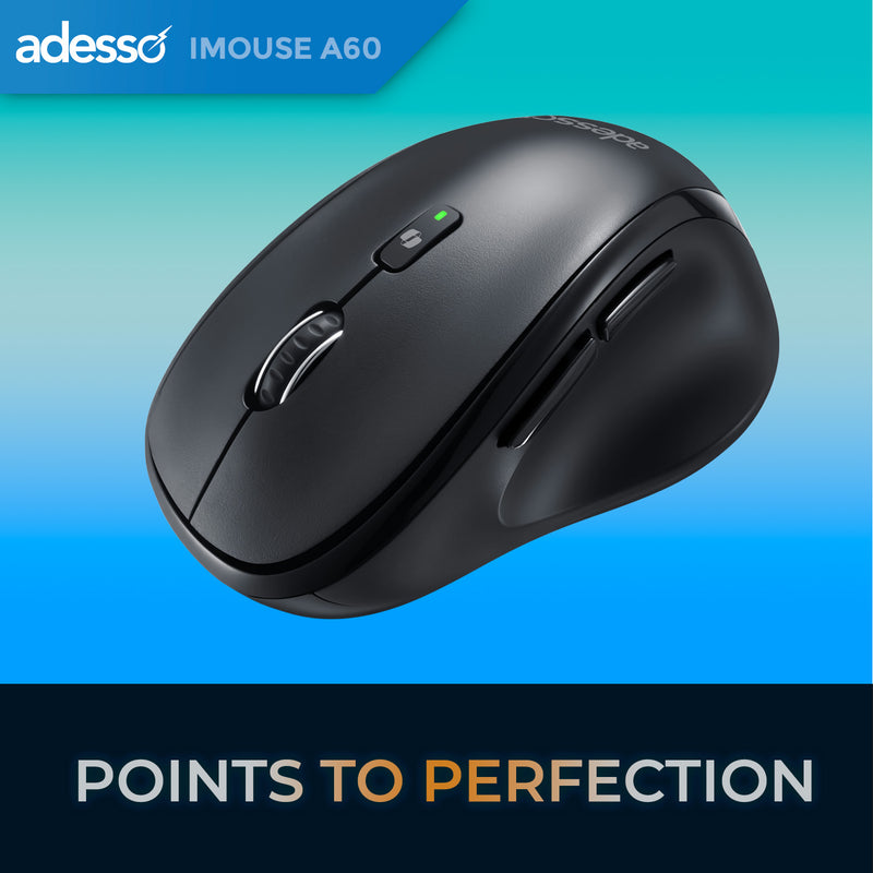 Adesso – iMouse A60 Bluetooth and 2.4GHz Wireless Ergonomic Mouse with Copilot AI Hotkey