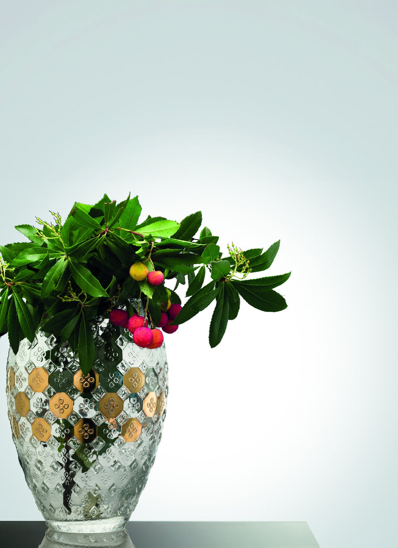 IVV - Sixties - Cold cut vase in clear glass with gold decoration