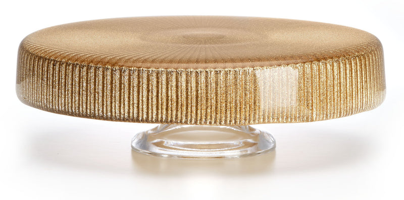 IVV - Noel - Scallopped glass cakestand rose gold glitter decoration
