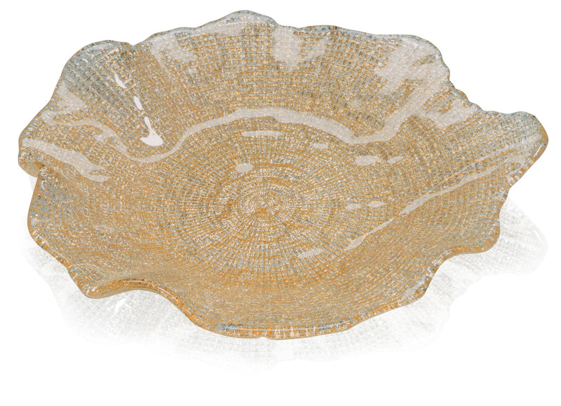IVV - Folies - Plate in gold glitter decorated glass