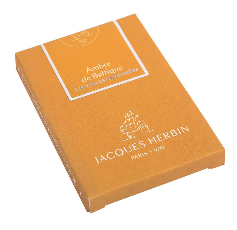 Jacques Herbin - Box Of 7 Maxi Fountain Pen Ink Cartridges, Standard Size Office Supplies Abyssal Black