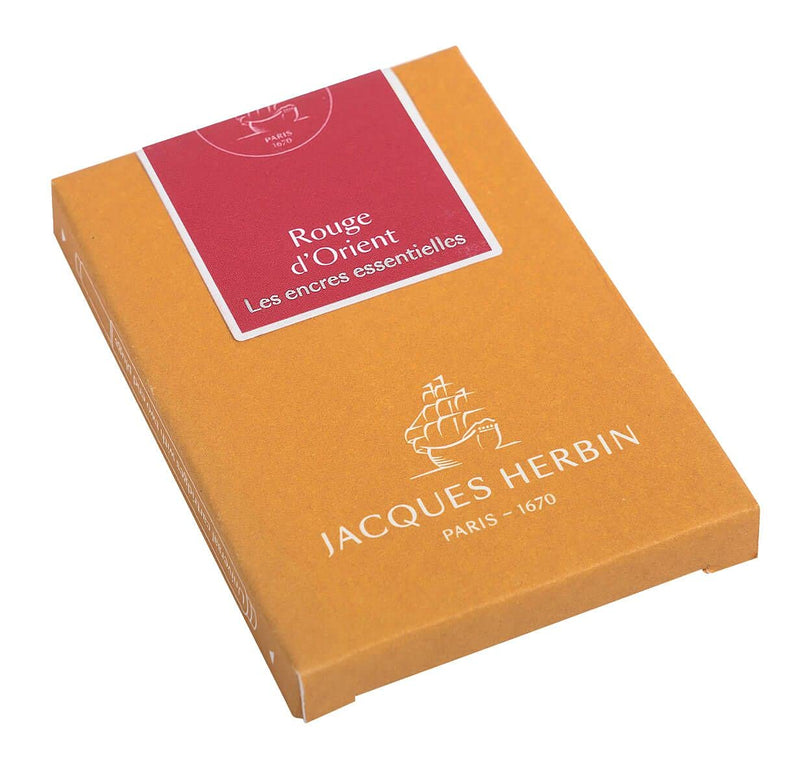 Jacques Herbin - Box Of 7 Maxi Fountain Pen Ink Cartridges, Standard Size Office Supplies Rouge D'Orient