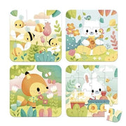 Janod - PURE: 4 PUZZLES (6 - 9 - 12 - 16pcs) Games & Toys