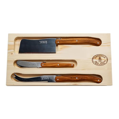 Jean Dubost - Laguiole Cheese Set Olive Wood 3PC Home & Kitchen