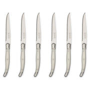 Jean Dubost - Laguiole Serrated Knife Set ABS Handle 6pc Home & Kitchen Pearl White