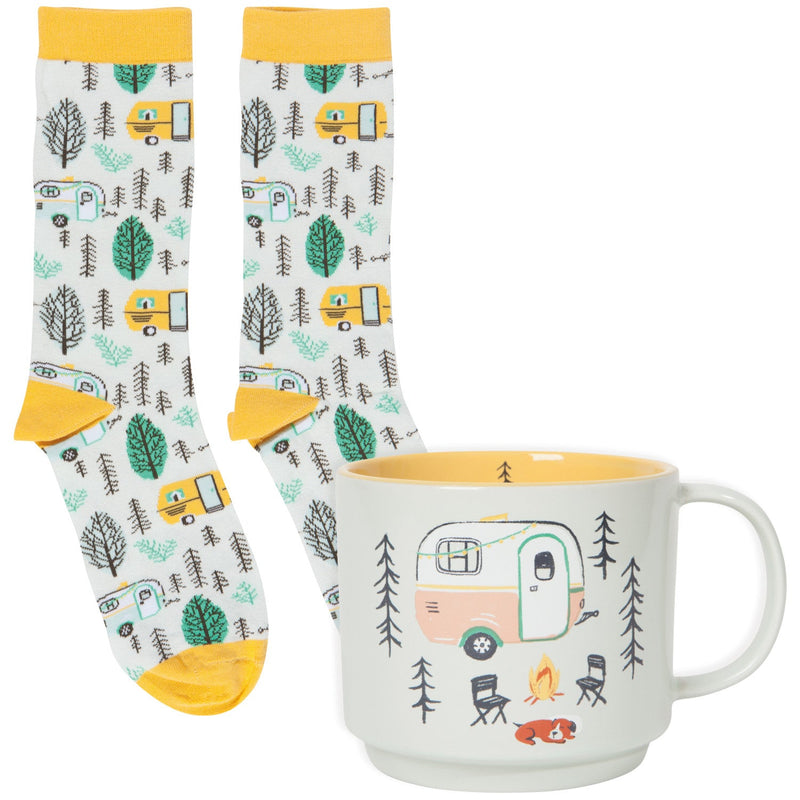Jubilee - Happy Camper Mug & Socks Set of 2 Apparel & Accessories