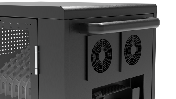 Luxor - Charging Cart for 30 Laptops USB-C with Fans & Locking Door - Black