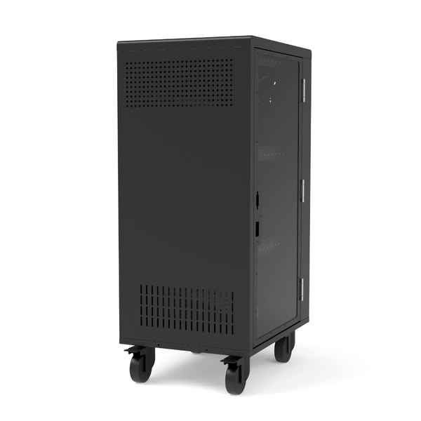 Luxor - Charging Cart for 30 Laptops USB-C with Fans & Locking Door - Black