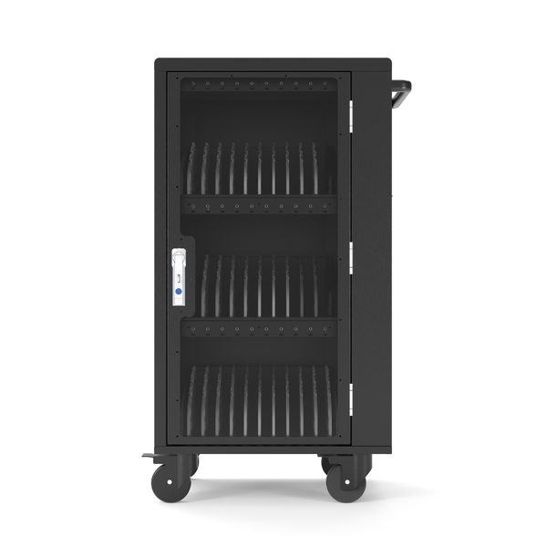 Luxor - Charging Cart for 30 Laptops USB-C with Fans & Locking Door - Black