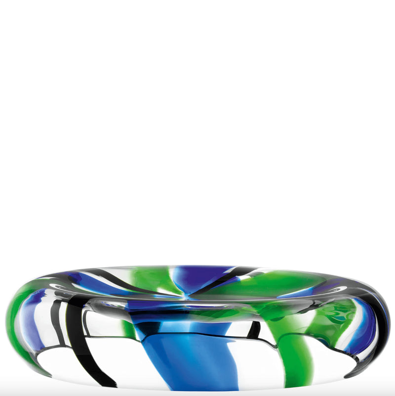 LSA International - Folk Reverse Bowl 36cm Black/Blue/Green Home & Kitchen