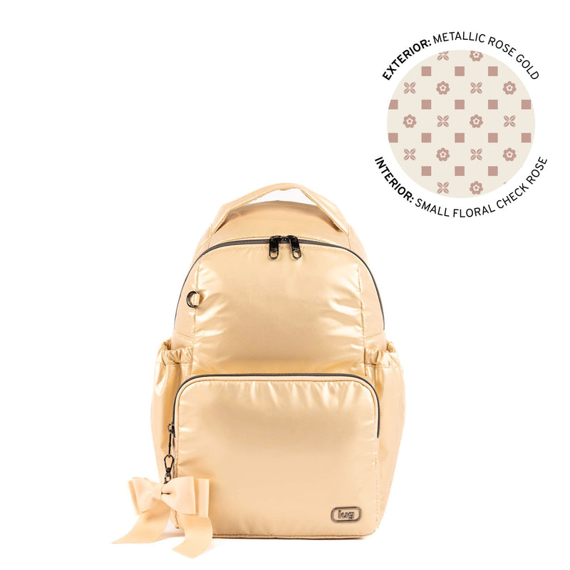 LUG - Pattycake Backpack with Bow Luggage & Bags METALLIC ROSE GOLD