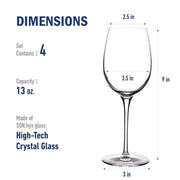 Luigi Bormioli - 12 75 oz Chardonnay White Wine Glasses (Set of 4) Crescendo